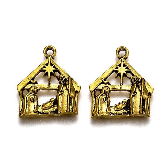 Сплавочные подвески тибетского стиля, дом, античное золото 