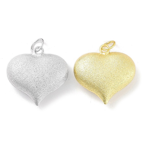 Rack Plating Brass Pendants, with Jump Ring, Cadmium Free & Lead Free, Long-Lasting Plated, Heart