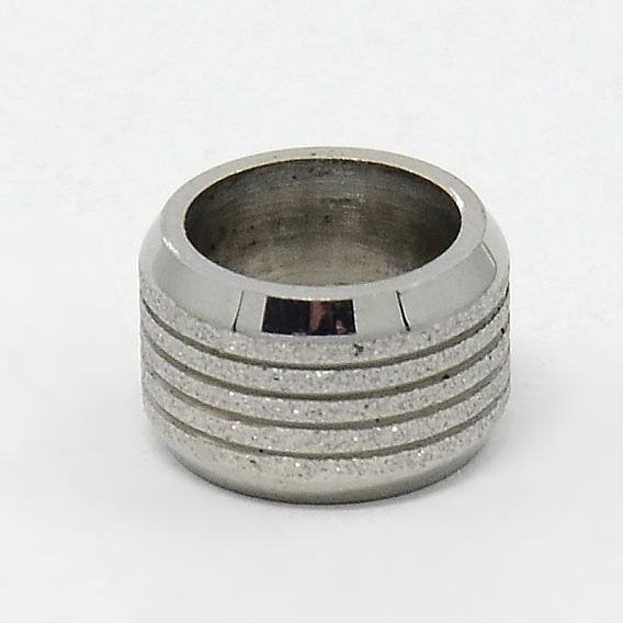 Stainless Steel Textured Rondelle Large Hole Beads, 11x7mm, Hole: 8mm