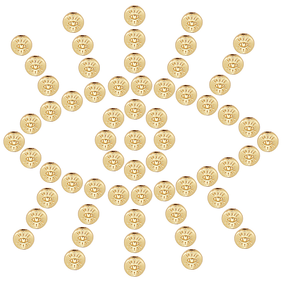 Alloy Beads, Long-Lasting Plated, Flat Round with Evil Eye