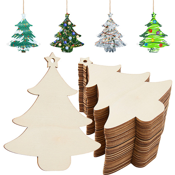 24 шт. подвески из необработанного дерева и пеньковой веревки