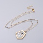 Epoxy Resin Pendant Necklaces, with Shell, Brass Bar Link Chains and Lobster Claw Clasps