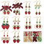 Наборы сережек в форме клубники, включают подвески из сплава эмали, ручной работы ухабистым Шарики Lampwork, аксессуары для костюмов из полиэстера ручной работы, разнообразные