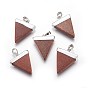 Synthetic Goldstone Pendants, Triangle Charms with Platinum Plated Brass Findings