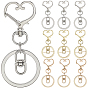 18 шт. 3 стильные застежки для брелков из сплава, Сердце и звезда