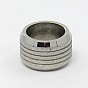 Stainless Steel Textured Rondelle Large Hole Beads, 11x7mm, Hole: 8mm