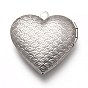 316 Stainless Steel Locket Pendants, Photo Frame Charms for Necklaces, Heart with Wave Pattern