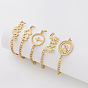 304 Stainless Steel Link Bracelets for Women, Golden