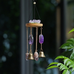 Подвески из натурального аметиста с подвесками в виде колокольчиков ветра, железные колокольчики для украшения дома и улицы
