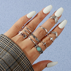 Stylish Heart-Shaped Alphabet Ring Set - Personalized Metal Finger Rings
