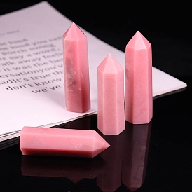 Point Tower Natural Pink Opal Home Display Decoration, Healing Stone Wands, for Reiki Chakra Meditation Therapy Decors, Hexagon Prism