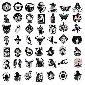 50Pcs Gothic PVC Waterproof Sticker Labels, Self-adhesion, for Suitcase, Skateboard, Refrigerator, Helmet, Mobile Phone Shell