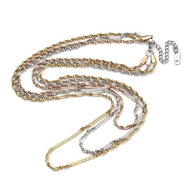 304 Stainless Steel Multi Layered Singapore Chain Necklaces