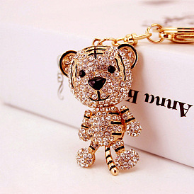 Cute Tiger Keychain with Rhinestones - Animal Pendant for Men and Women