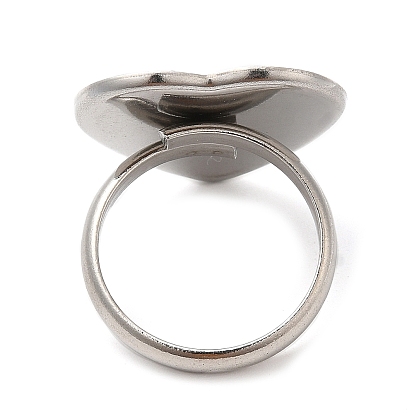 304 Stainless Steel Finger Ring Findings, Bezel Cup Ring Settings, Heart