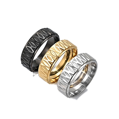 Anillos de dedo de acero inoxidable texturizados, anillos de banda ancha para unisex