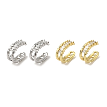 Овальные серьги-манжеты из латуни с покрытием стойки, прозрачные циркониевые серьги для женщин, без кадмия и без свинца, долговечный