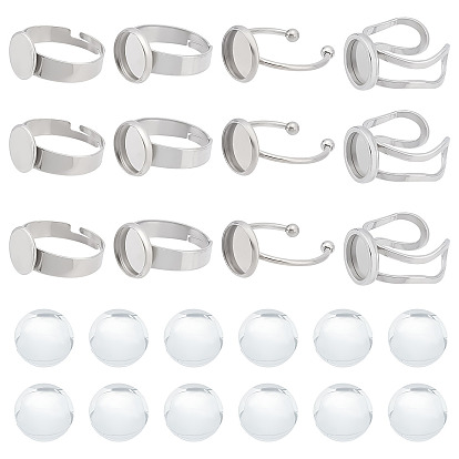 Набор для самостоятельного изготовления полукруглого куполообразного кольца для пальца, в том числе регулируемые кольца из нержавеющей стали и кольцевые накладки на манжетах, Кабошоны из стекла