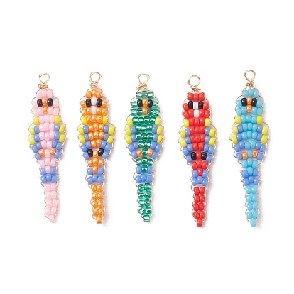 5Подвески из стеклянного бисера, амулеты птиц, с медной проволокой, золотой свет