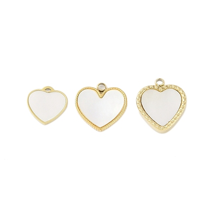 Натуральные раковины, ионное покрытие (ip) 304 подвески в форме сердца из нержавеющей стали, ручная полировка