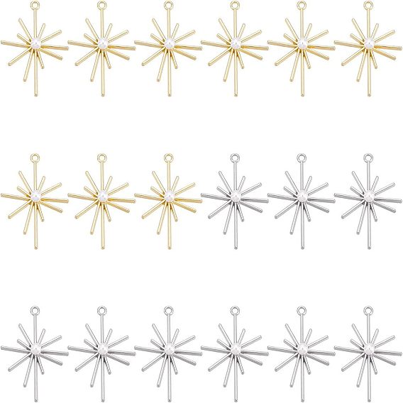 20 шт 2 цвета подвески из сплава, с акриловой жемчужные бусины, Сияющая звезда