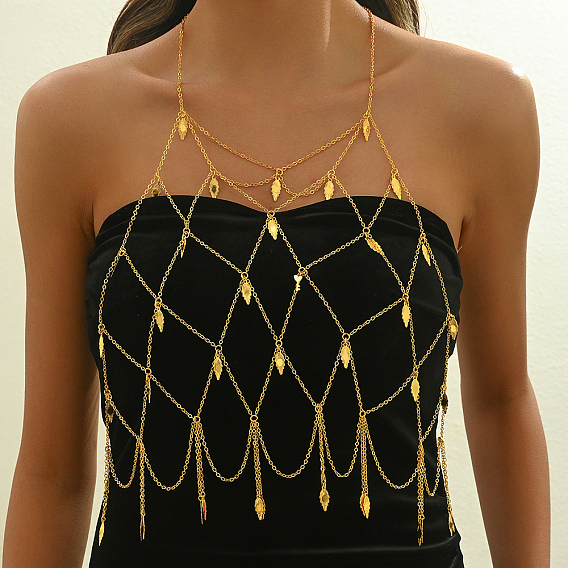 Элегантный железный геометрический лист кисточка грудь тело цепь, универсальный для ежедневной вечеринки