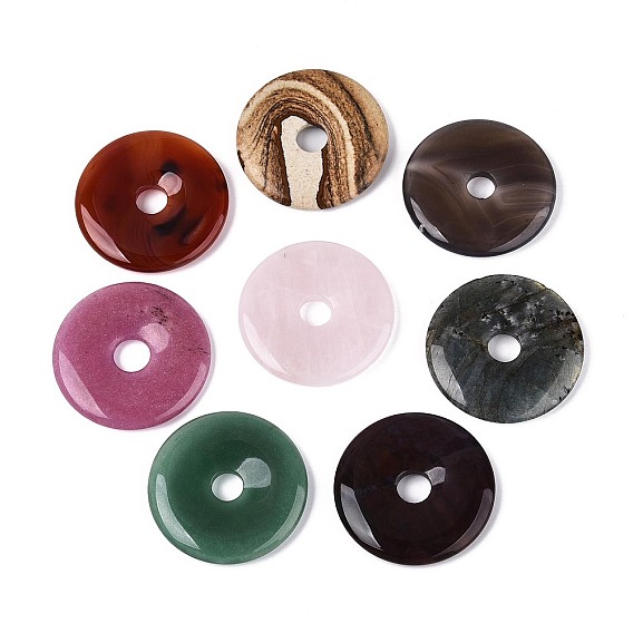 Природных драгоценных камней крупные кулоны, подвески в виде пончиков/пи-дисков