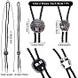 Gorgecraft 2Pcs 2 Style Engraved Oval & Flat Round Laria Necklaces for Men Women, Imitation Leather Cord Adjustable Necklaces Set, Black