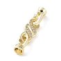 Rack Plating Brass Micro Pave Clear Cubic Zirconia Fold Over Clasps, Cadmium Free & Lead Free, Long-Lasting Plated, Infinity