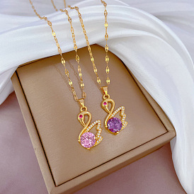 Swan temperament micro-set diamond necklace - exquisite clavicle chain accessory.