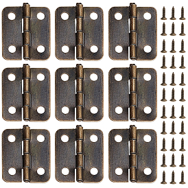 10 Bags Iron Cabinet Drawer Butt Hinges Connectors, with Replacement Hinge Screws, Wooden Box Accessories
