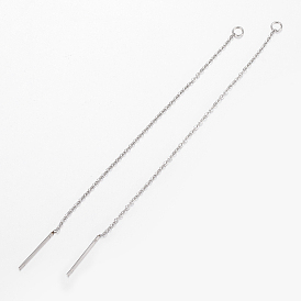 304 Stainless Steel Chain Stud Earring Findings, with Loop and Ear Threads