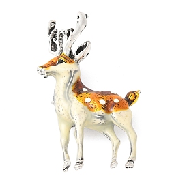 Alloy Brooches, with Enamel and Rhinestone, Deer