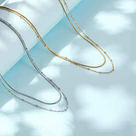 Двухслойные ожерелья из нержавеющей стали, колье колье для женщин
