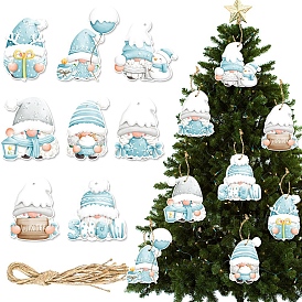 16Pcs Paper Pendant Decorations, Christmas Hanging Decorations, Gnome