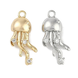 Brass Micro Pave Cubic Zirconia Pendants, Jellyfish