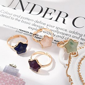 Регулируемые кольца из натурального драгоценного камня, латунные кольца на палец для женщин