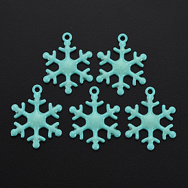 Spray Painted Alloy Enamel Pendants, with Glitter Powder, Cadmium Free & Nickel Free & Lead Free, Snowflake