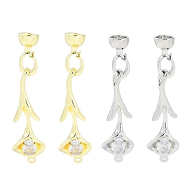 Brass Pave Clear Cubic Zirconia Fold Over Clasps, Calla lily