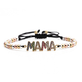 Bracelet maman cz doré réglable - cadeau de bijoux étincelant d'inspiration européenne pour la fête des mères
