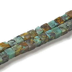Brins de perles turquoises africaines naturelles (jaspe), cube