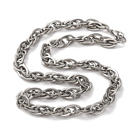 201 Stainless Steel Oval Rope Chain Necklace, with 304 Stainless Steel Clasps