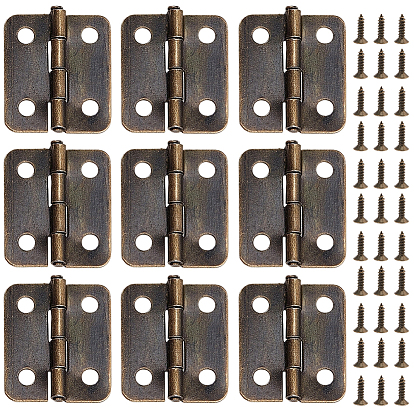 10 Bags Iron Cabinet Drawer Butt Hinges Connectors, with Replacement Hinge Screws, Wooden Box Accessories