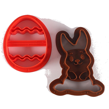 Plastic Cookie Cutters, Cookies Moulds, DIY Biscuit Baking Tool for Easter, Mixed Color, Egg and Rabbit