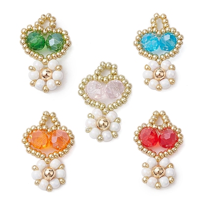 Бисер бисерные подвески, подвеска в виде цветка в форме сердца