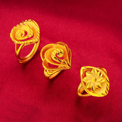 Латунные регулируемые кольца для женщин, золотые