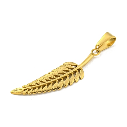 Ion Plating(IP) 304 Stainless Steel Pendants, Leaf Charm