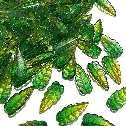 Подвески из прозрачного стекла с градиентным цветом, лист прелести