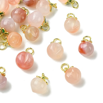 10 шт. 2 стили подвески из натурального агата персикового цвета, с фурнитурой латунной золотого тона