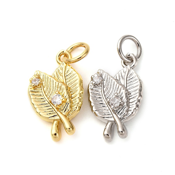 Латунные микропаве прозрачные подвески с фианитом, лист, с целью перехода в кольце, долговечный, без кадмия и без свинца, стойки покрытие